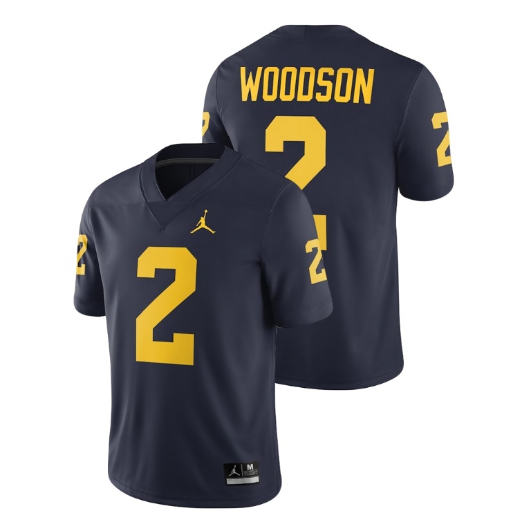 Michigan Wolverines Men's NCAA Charles Woodson #2 Navy Jordan Brand Alumni Game 2018 College Football Jersey XDM6049GP